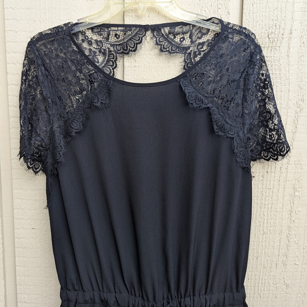 LOFT Black Lace Detail Jumpsuit